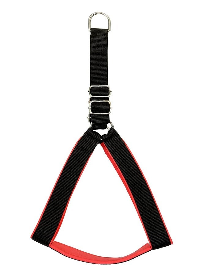 Pups&Pets Pet Nylon Soft Padded Body Reflective Adjustable Breathable Long Set-Leash & Harness Collar for Puppy Outdoor Training and Running Set Black/Red (Medium) - Image 2